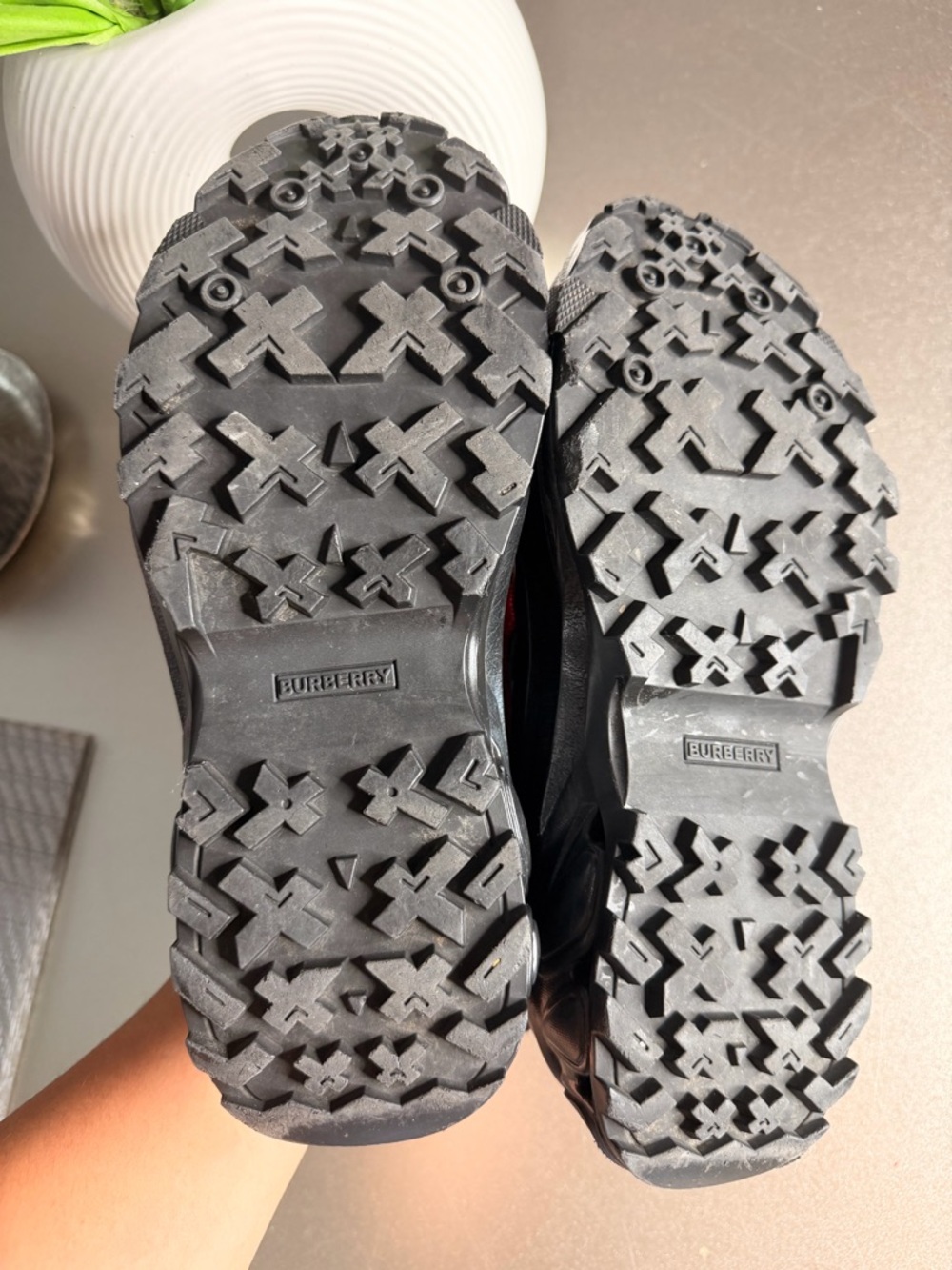 Burberry Kids Red & Beige Check Trail Sneakers - Picture 4 of 7